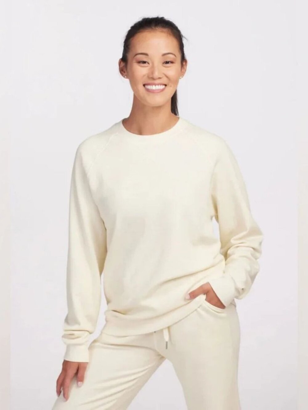 Woolx Bailey Merino Wool Crewneck Sweatshirt Ivory Cream XL Soft Luxury Outdoors